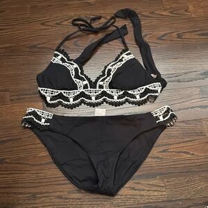 Becca Black and White Lace Bikini Set